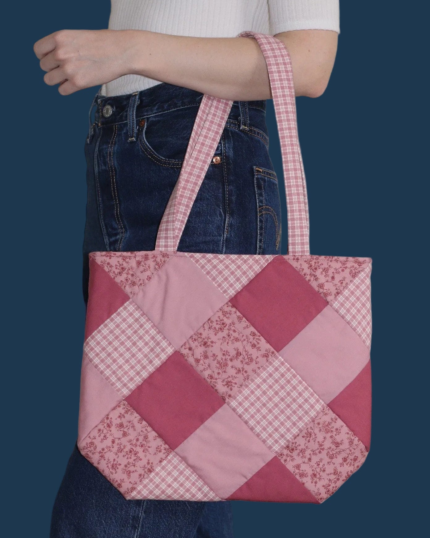 Pink Quilted Patchwork Tote Bag