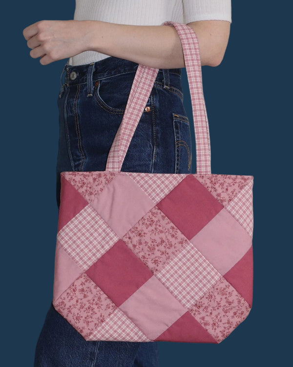 Pink Quilted Patchwork Tote Bag