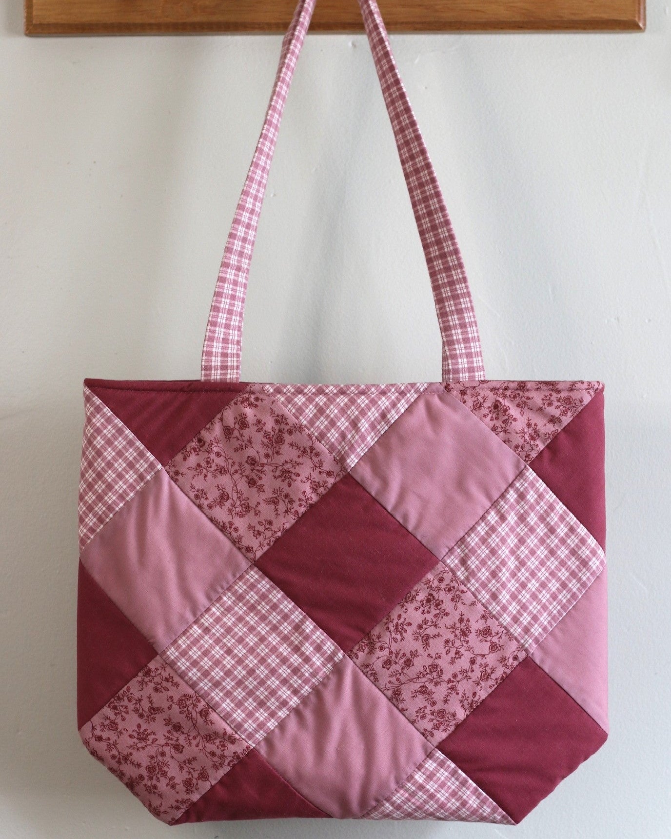 Pink Quilted Patchwork Tote Bag