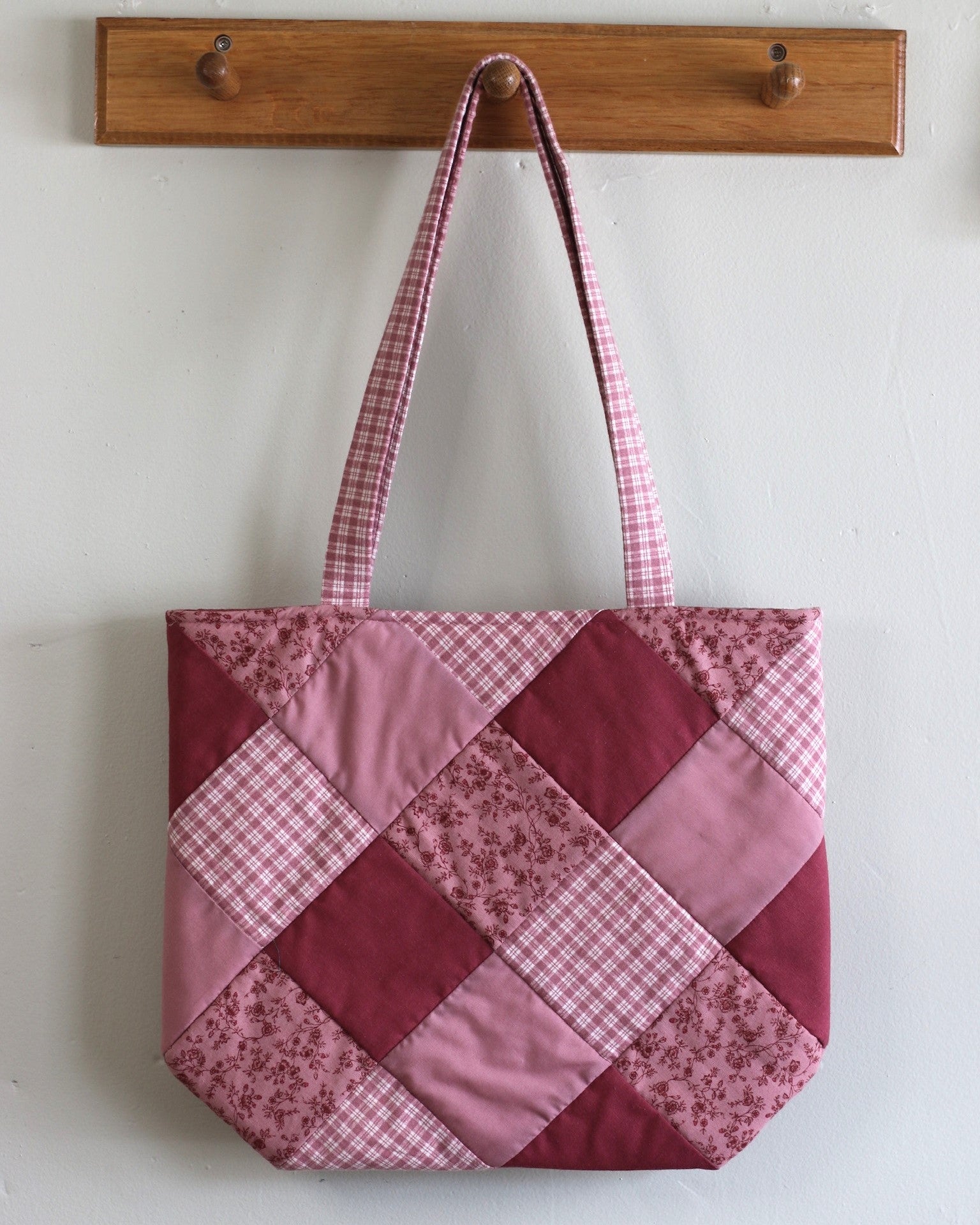 Pink Quilted Patchwork Tote Bag