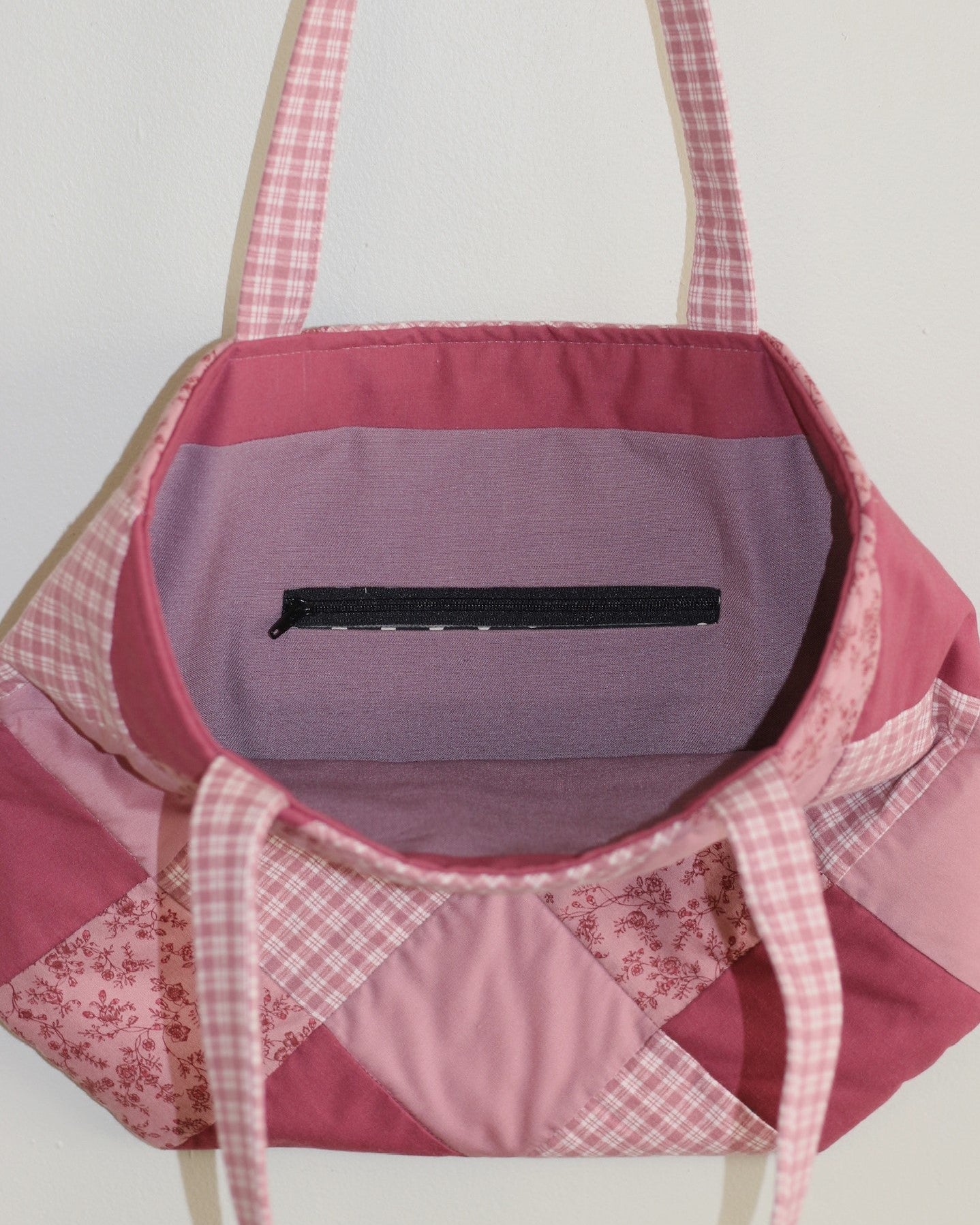 Pink Quilted Patchwork Tote Bag