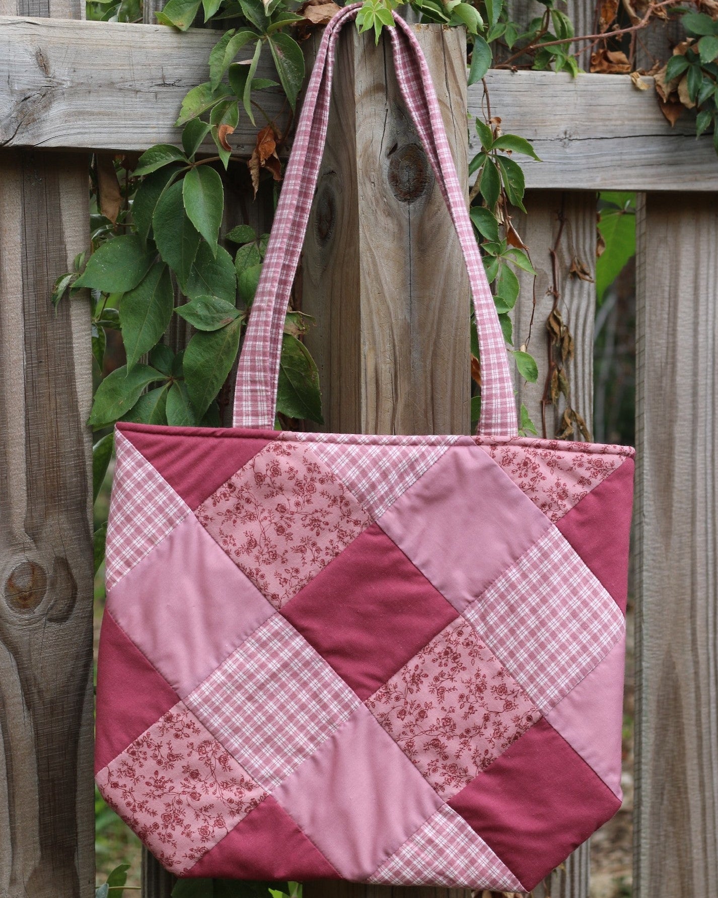 Pink Quilted Patchwork Tote Bag